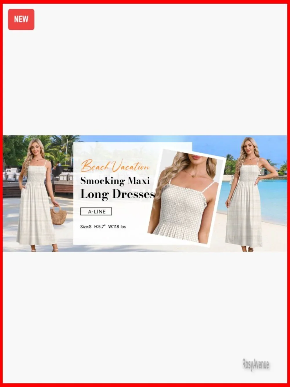 Spaghetti Strap Maxi Dress Smocked with Pockets Casual Boho Beach - Picture 6 of 7